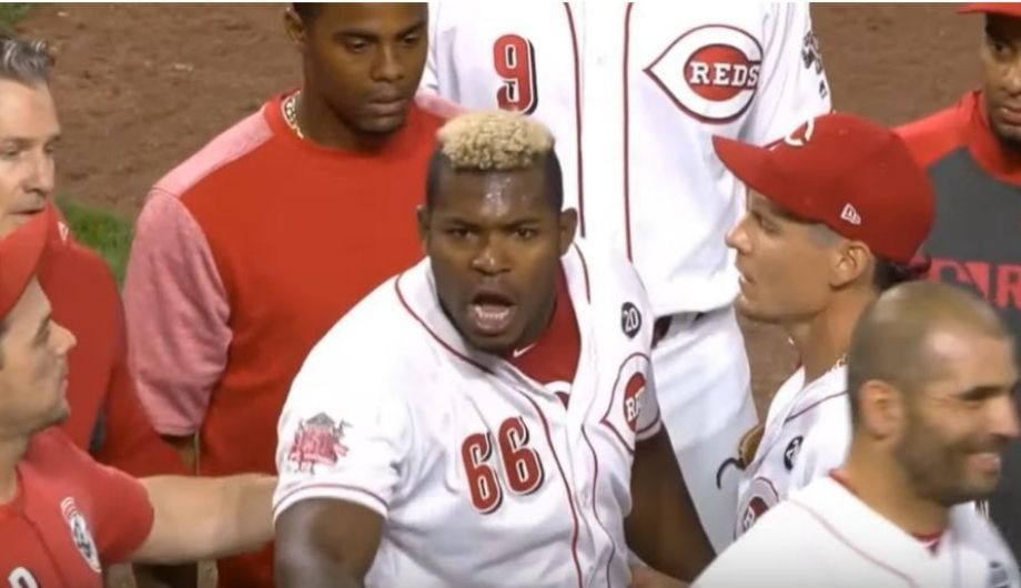 Yasiel Puig ejected just moments after trade. 