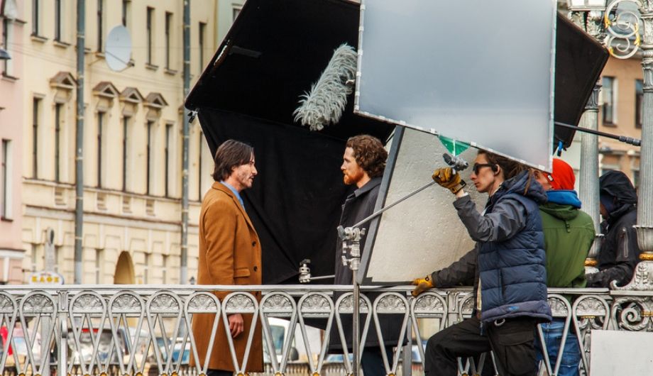 Actor Keanu Reeves on set