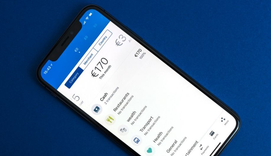 Closeup view of Revolut app on iPhone X screen
