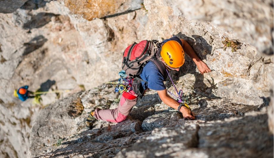 Team of climbers on the rock