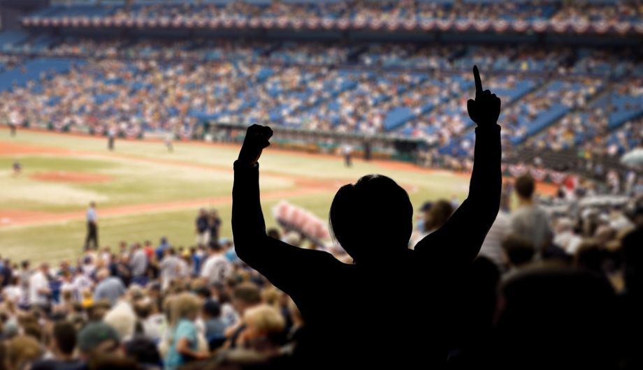baseball fans cheering