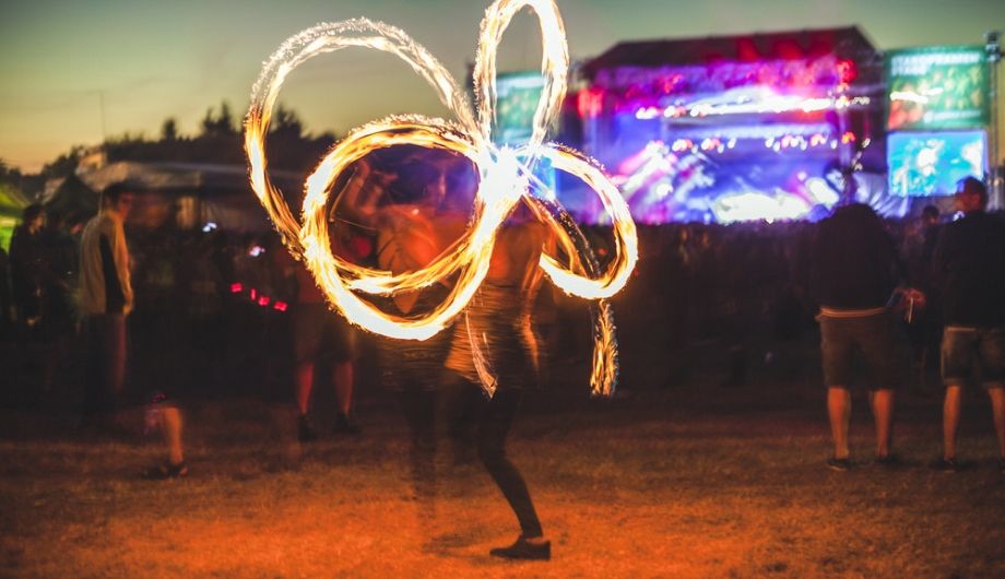 flame show at music festival