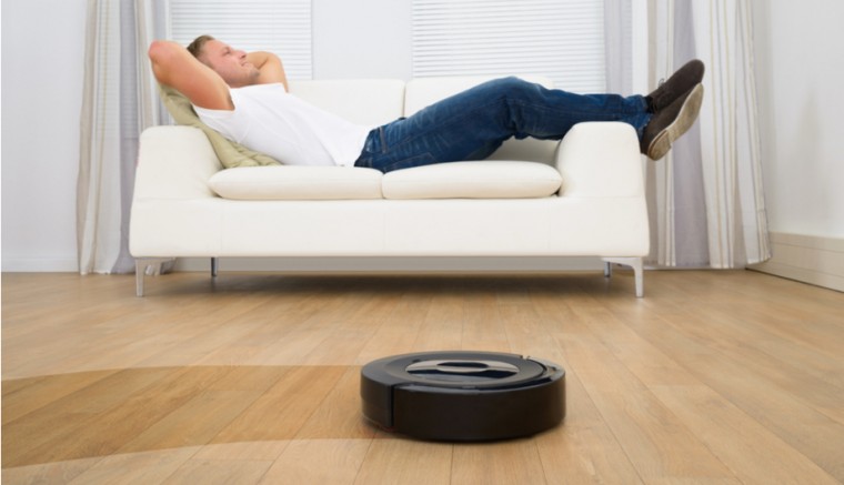 Robot Vacuum Man Lazy relaxing